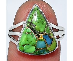 Blue Turquoise In Green Mohave Ring size-7 SDR240528 R-1003, 12x15 mm