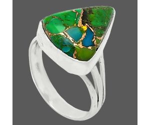 Blue Turquoise In Green Mohave Ring size-7 SDR240528 R-1003, 12x15 mm