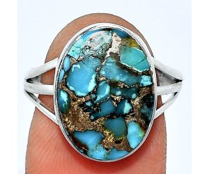 Kingman Copper Teal Turquoise Ring size-8 SDR240545 R-1003, 12x16 mm