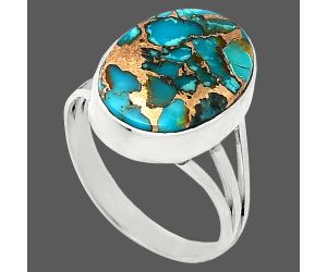 Kingman Copper Teal Turquoise Ring size-8 SDR240545 R-1003, 12x16 mm