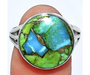 Blue Turquoise In Green Mohave Ring size-8.5 SDR240552 R-1003, 15x15 mm