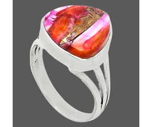 Kingman Orange Dahlia Turquoise Ring size-7.5 SDR240560 R-1003, 13x13 mm