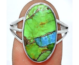 Blue Turquoise In Green Mohave Ring size-9 SDR240577 R-1003, 11x20 mm