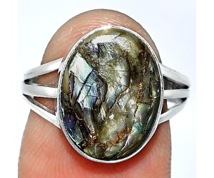 Copper Abalone Shell Ring size-7 SDR240598 R-1003, 11x14 mm