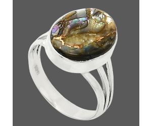 Copper Abalone Shell Ring size-7 SDR240598 R-1003, 11x14 mm