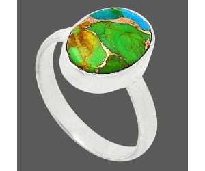 Blue Turquoise In Green Mohave Ring size-8 SDR240619 R-1001, 10x13 mm
