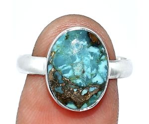 Kingman Copper Teal Turquoise Ring size-8 SDR240629 R-1001, 10x14 mm