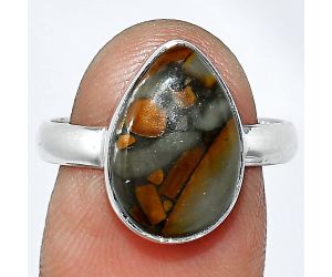 Bamboo Jasper Ring size-8 SDR240651 R-1001, 10x15 mm