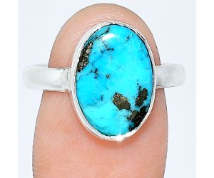 Kingman Turquoise With Pyrite Ring size-9 SDR240658 R-1001, 10x14 mm
