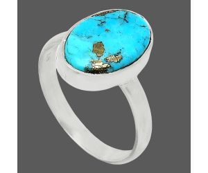 Kingman Turquoise With Pyrite Ring size-9 SDR240658 R-1001, 10x14 mm