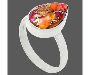 Kingman Orange Dahlia Turquoise Ring size-8.5 SDR240683 R-1001, 10x15 mm