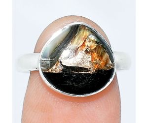 Copper Abalone Shell Ring size-8 SDR240712 R-1001, 12x12 mm