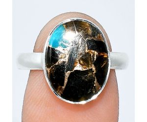 Shell In Black Blue Turquoise Ring size-8 SDR240728 R-1001, 11x14 mm