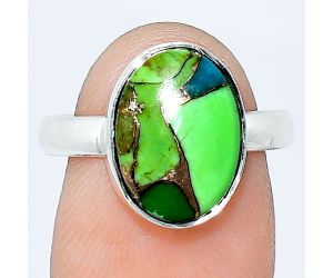 Blue Turquoise In Green Mohave Ring size-8 SDR240732 R-1001, 10x13 mm