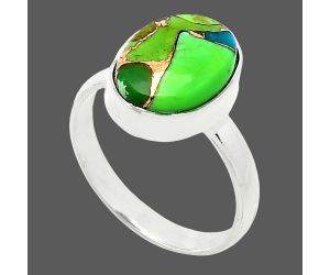 Blue Turquoise In Green Mohave Ring size-8 SDR240732 R-1001, 10x13 mm