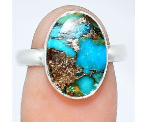 Kingman Copper Teal Turquoise Ring size-8 SDR240744 R-1001, 11x15 mm