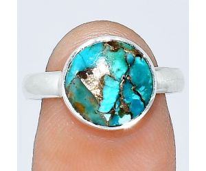 Kingman Copper Teal Turquoise Ring size-7 SDR240764 R-1001, 10x10 mm