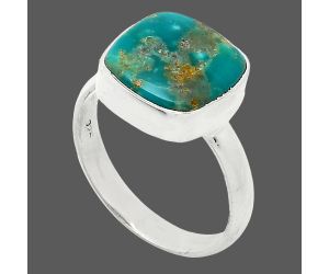Natural Rare Turquoise Nevada Aztec Mt Ring size-7.5 SDR240787 R-1001, 11x11 mm