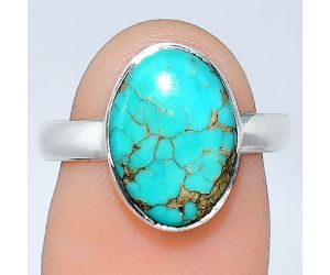 Natural Rare Turquoise Nevada Aztec Mt Ring size-7 SDR240812 R-1001, 9x13 mm