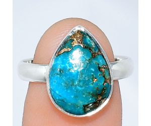 Kingman Copper Teal Turquoise Ring size-8 SDR240814 R-1001, 11x15 mm