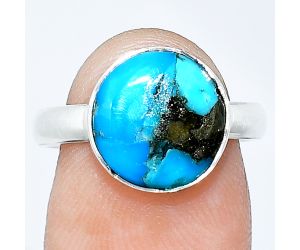 Kingman Turquoise With Pyrite Ring size-7.5 SDR240823 R-1001, 11x11 mm