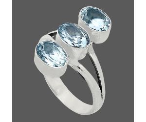 Sky Blue Topaz Ring size-7.5 SDR240878 R-1263, 7x5 mm