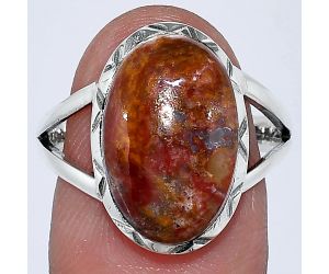 Red Moss Agate Ring size-9 SDR240911 R-1014, 10x16 mm