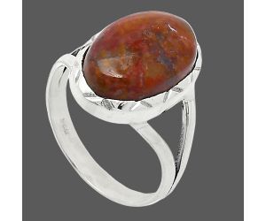 Red Moss Agate Ring size-9 SDR240911 R-1014, 10x16 mm