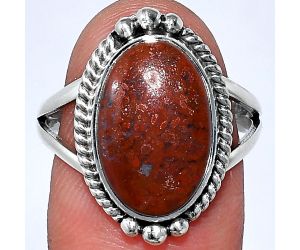 Red Moss Agate Ring size-8.5 SDR241017 R-1253, 10x15 mm