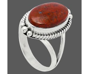 Red Moss Agate Ring size-8.5 SDR241017 R-1253, 10x15 mm