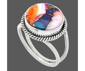 Kingman Orange Dahlia Turquoise Ring size-8 SDR241114 R-1068, 14x14 mm