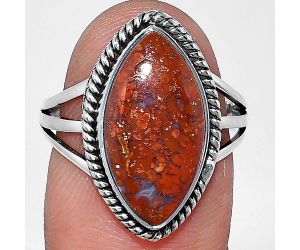 Red Moss Agate Ring size-8 SDR241206 R-1010, 9x18 mm