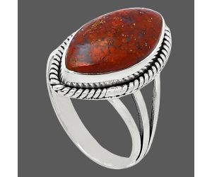 Red Moss Agate Ring size-8 SDR241206 R-1010, 9x18 mm