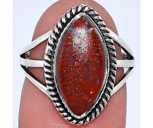 Red Moss Agate Ring size-7 SDR241221 R-1010, 8x16 mm