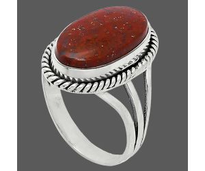 Red Moss Agate Ring size-8 SDR241224 R-1010, 9x17 mm