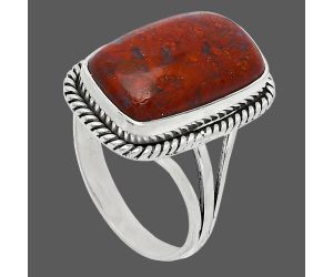 Red Moss Agate Ring size-10 SDR241264 R-1010, 11x18 mm