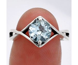 Sky Blue Topaz Ring size-7.5 SDR241305 R-1026, 7x7 mm