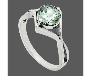 Prasiolite (Green Amethyst) Ring size-8 SDR241316 R-1026, 7x7 mm