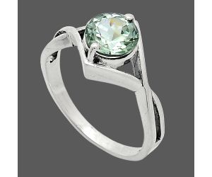 Prasiolite (Green Amethyst) Ring size-7 SDR241317 R-1026, 7x7 mm