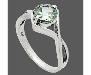 Prasiolite (Green Amethyst) Ring size-8.5 SDR241318 R-1026, 7x7 mm