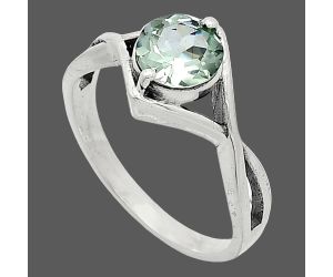 Prasiolite (Green Amethyst) Ring size-7.5 SDR241320 R-1026, 7x7 mm
