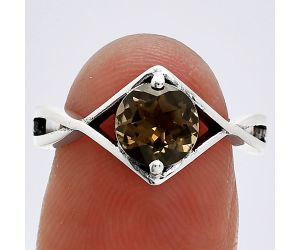 Smoky Quartz Ring size-7.5 SDR241335 R-1026, 7x7 mm