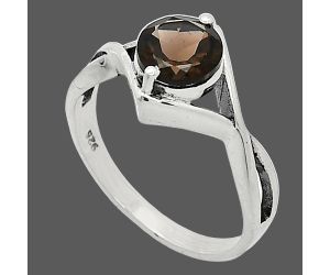 Smoky Quartz Ring size-7.5 SDR241335 R-1026, 7x7 mm