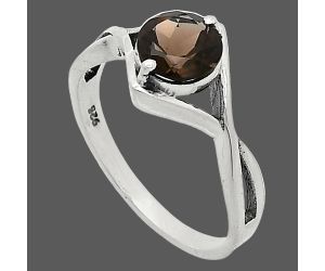 Smoky Quartz Ring size-8.5 SDR241340 R-1026, 7x7 mm