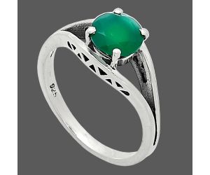 Green Onyx Ring size-7.5 SDR241376 R-1034, 7x7 mm