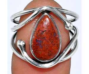 Red Moss Agate Ring size-7.5 SDR241398 R-1683, 8x13 mm