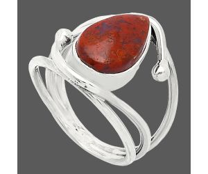 Red Moss Agate Ring size-7.5 SDR241398 R-1683, 8x13 mm