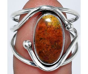 Red Moss Agate Ring size-8 SDR241399 R-1683, 8x14 mm