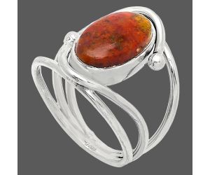 Red Moss Agate Ring size-8 SDR241399 R-1683, 8x14 mm