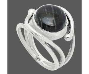 Silver Leaf Obsidian Ring size-6 SDR241422 R-1683, 10x10 mm